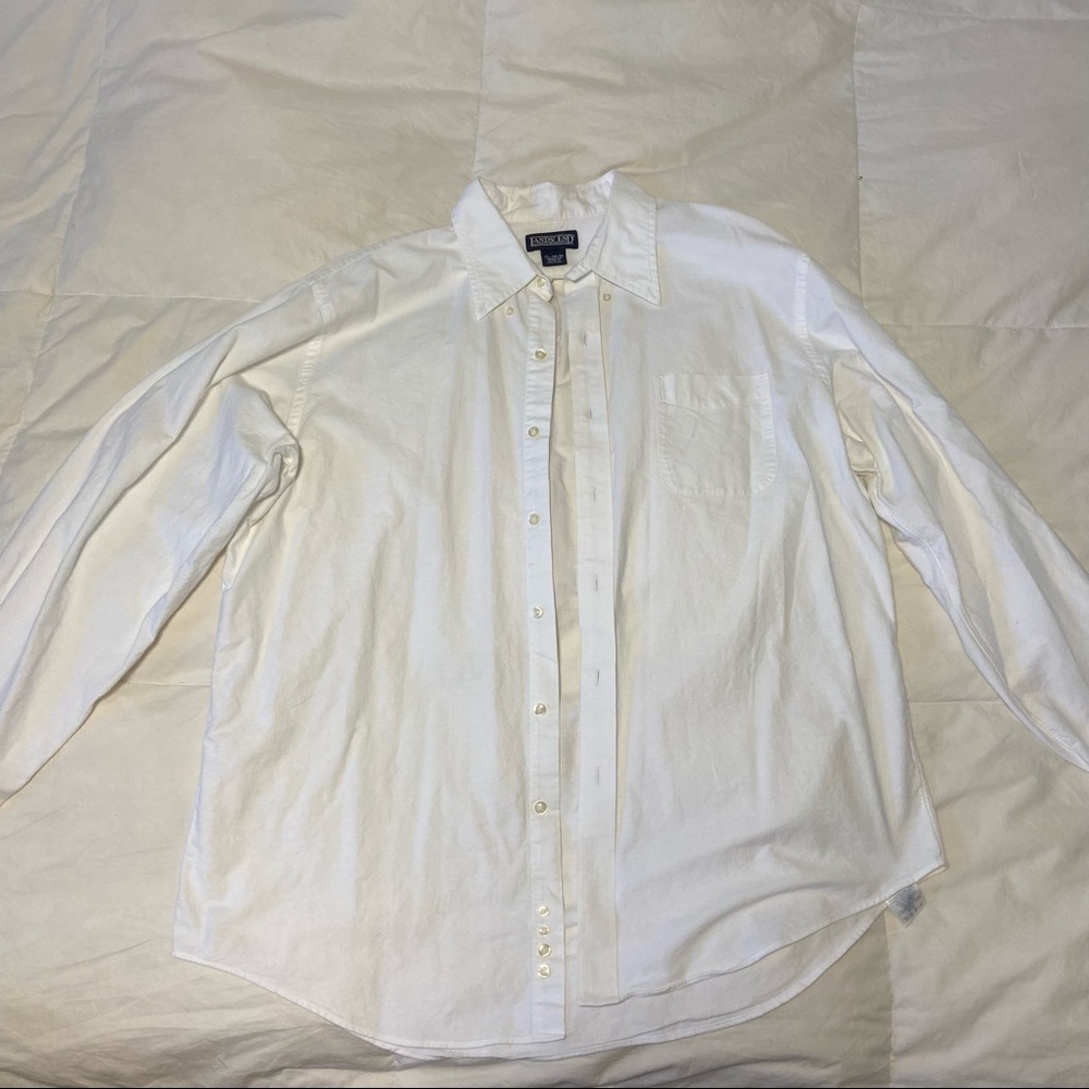 Lands End White Long Sleeve Dress Shirt